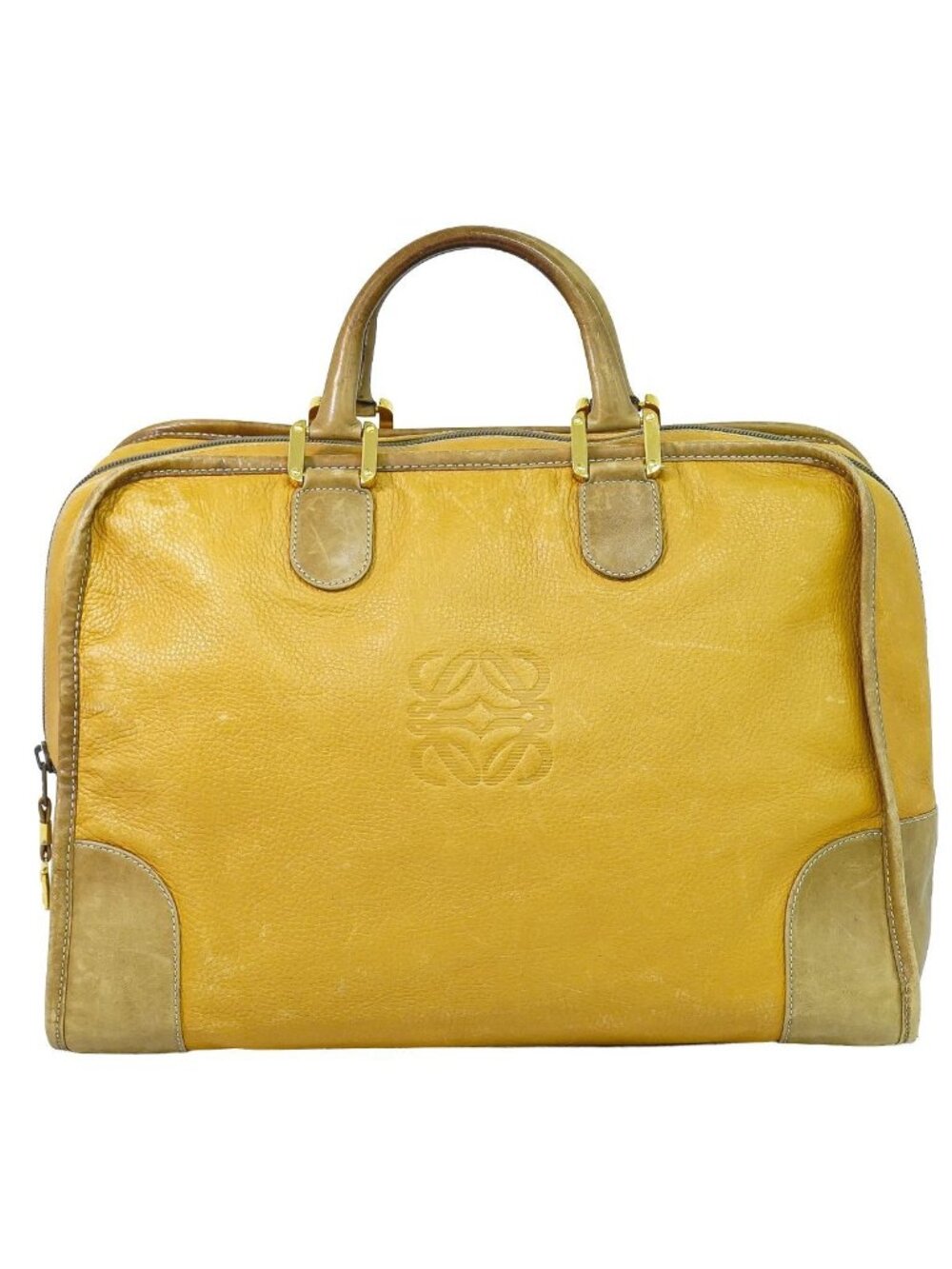 Loewe Amazona 40 Anagram Boston Bag Leather Yellow